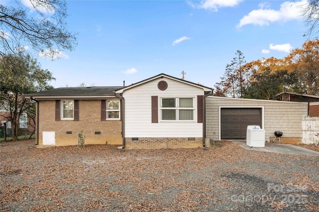 exterior space with a garage