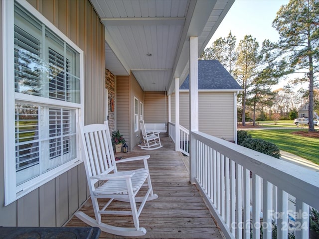 deck featuring a porch