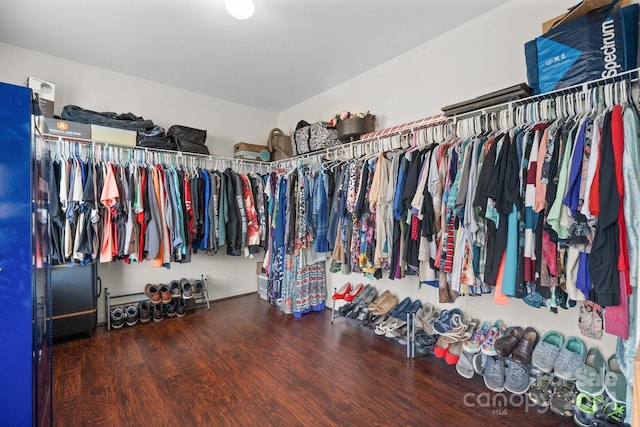 walk in closet featuring hardwood / wood-style floors