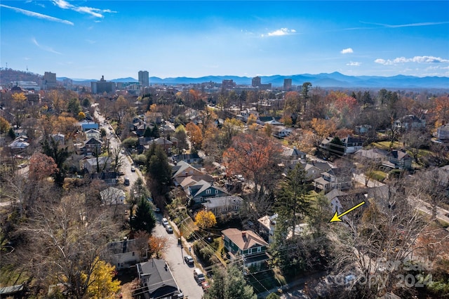 aerial view with a mountain view