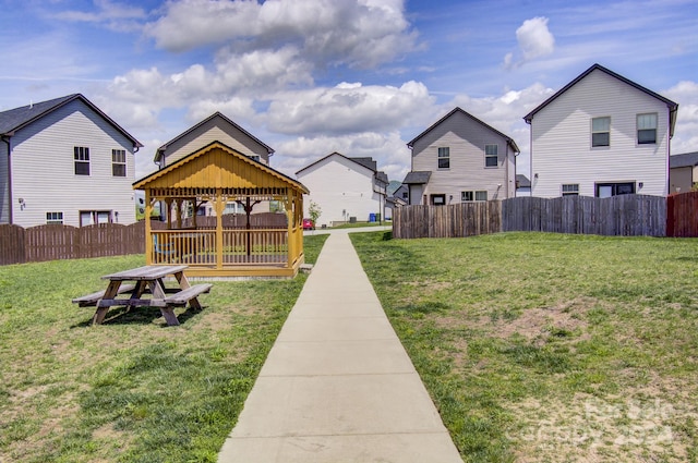 view of yard with a gazebo