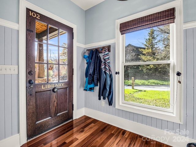 foyer entrance featuring wood-type flooring