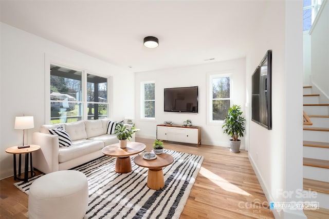 living room featuring light hardwood / wood-style flooring