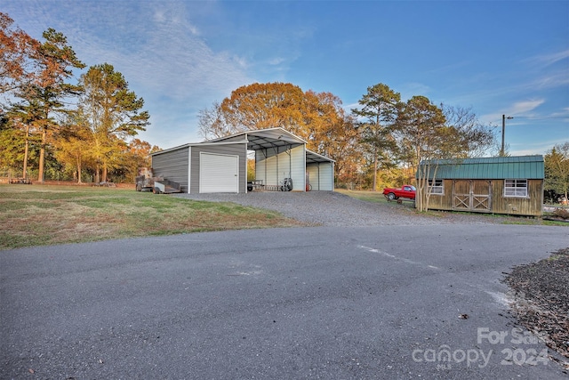 garage with a carport