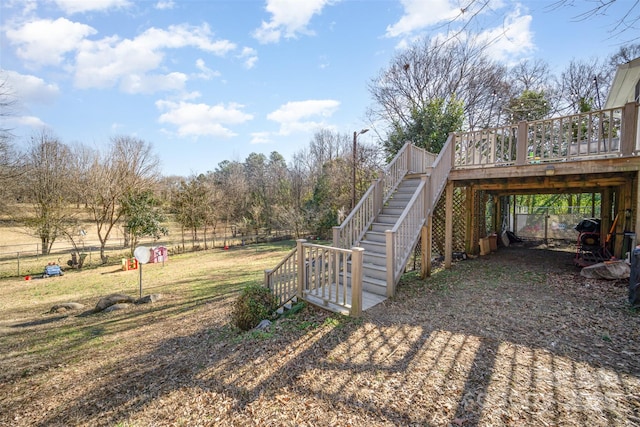 view of yard featuring a deck