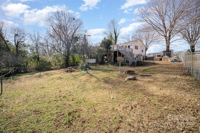 view of yard featuring a deck