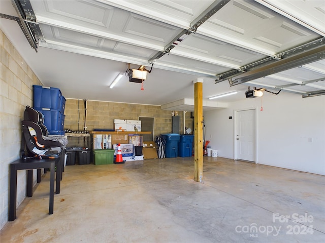 garage with a garage door opener