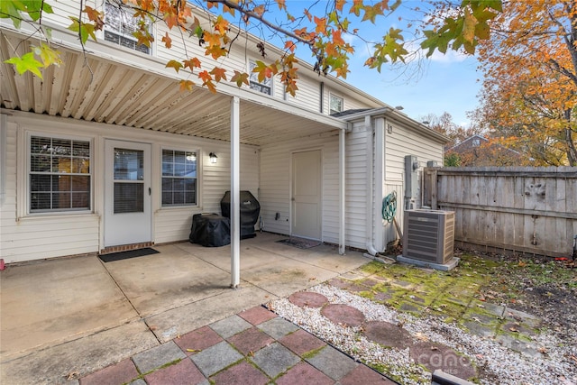 view of patio / terrace with area for grilling and central AC