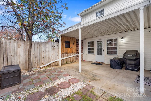 view of patio with area for grilling