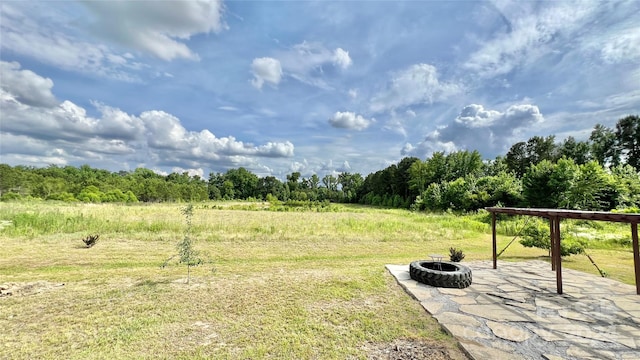 view of yard featuring an outdoor fire pit