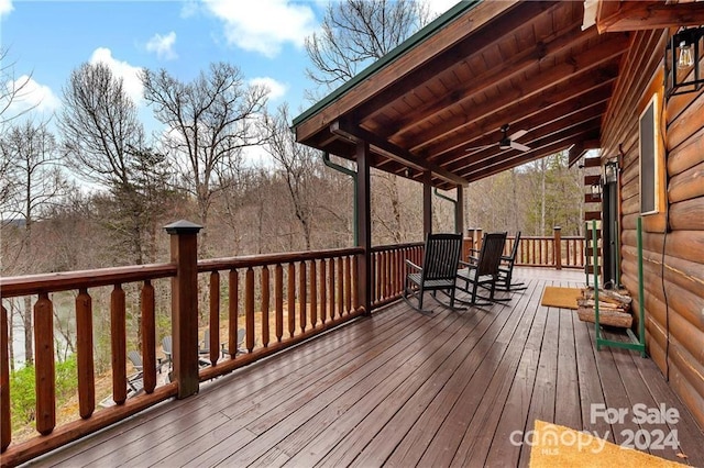 552 Lake Rd, Old Fort, NC 28762 - wooden terrace featuring ceiling fan