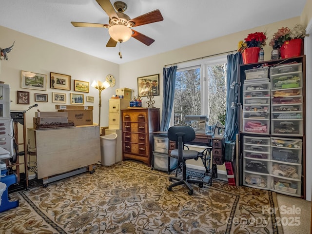 home office with ceiling fan