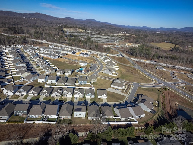 drone / aerial view with a mountain view