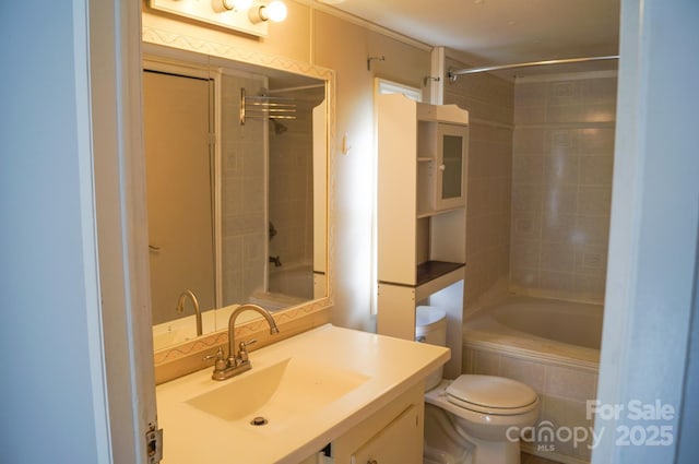 full bathroom with vanity, shower / bathing tub combination, and toilet