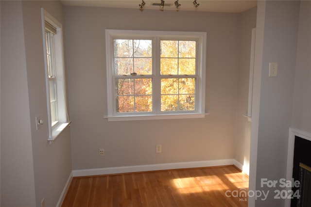 spare room with light hardwood / wood-style flooring