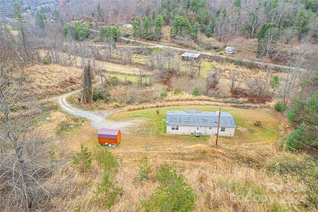 drone / aerial view with a rural view