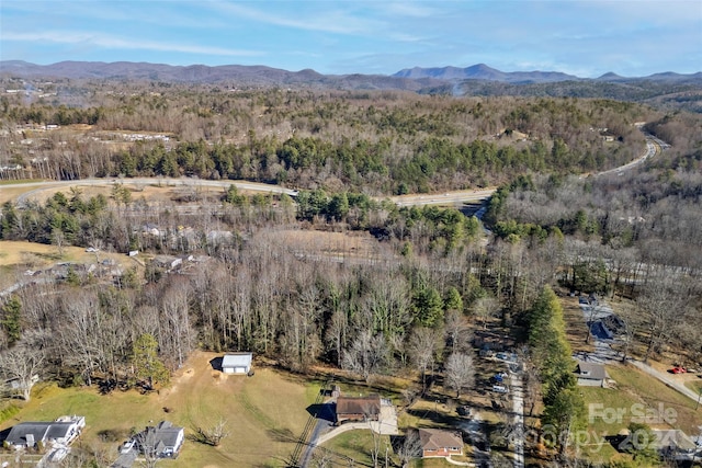 aerial view with a mountain view