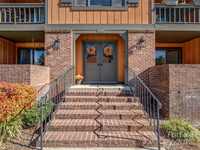 view of exterior entry with french doors