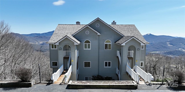 510 Elderberry Ridge Rd Unit E101, Banner Elk, NC 28604 - view of front of home featuring a mountain view, a chimney, and stairs