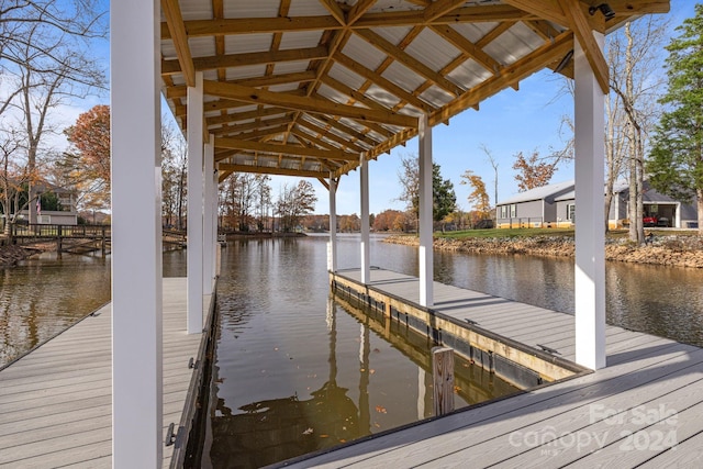 dock area featuring a water view