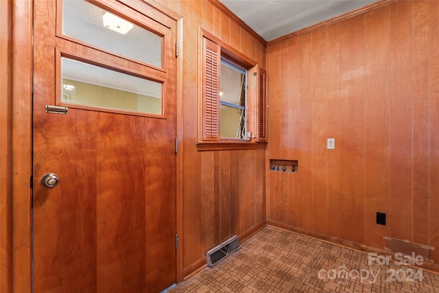 interior space with wood walls