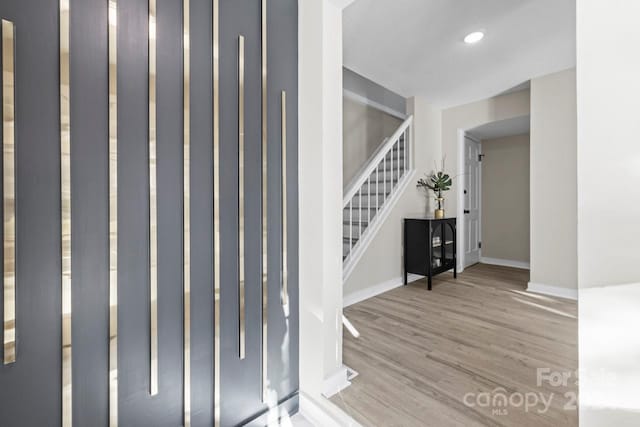 entrance foyer with light wood-type flooring