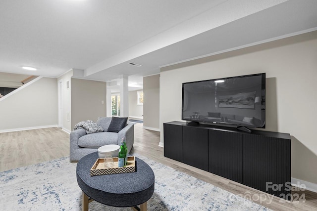 living room with hardwood / wood-style floors