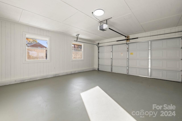 garage with a garage door opener