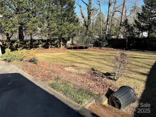 view of yard featuring a trampoline