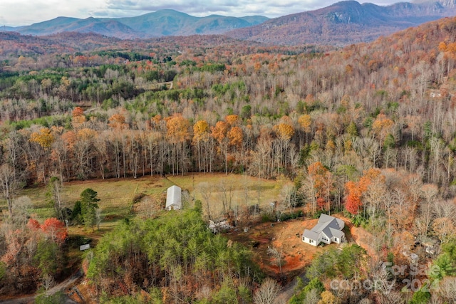 drone / aerial view with a mountain view