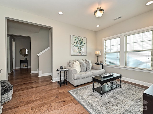 living room featuring wood-type flooring