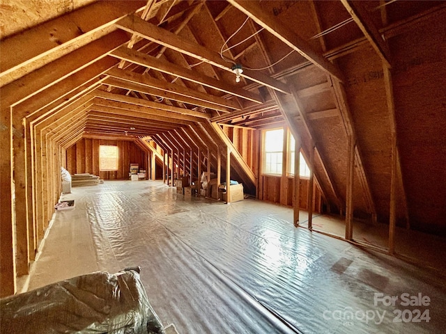 view of unfinished attic