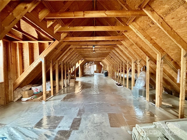 view of unfinished attic