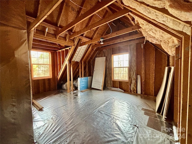 attic featuring a healthy amount of sunlight