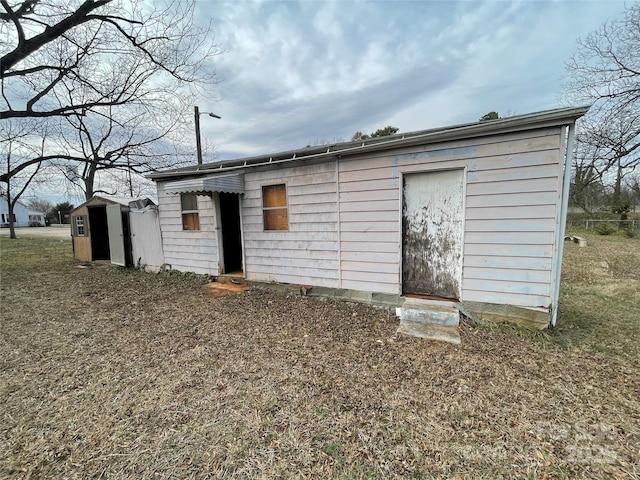 view of shed