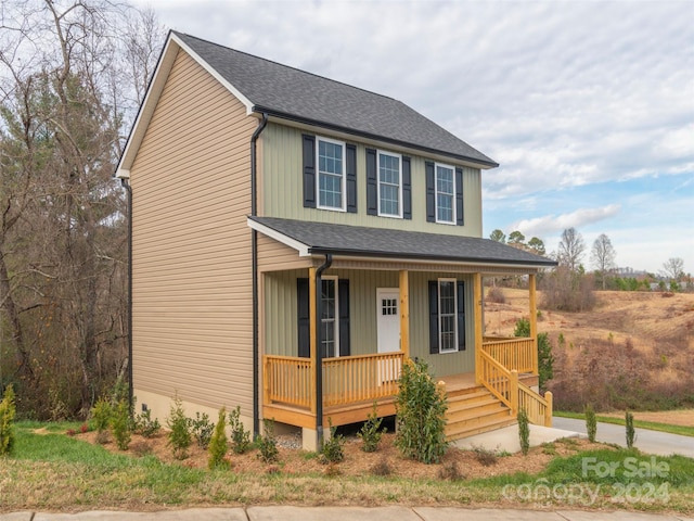 view of front of home featuring covered porch