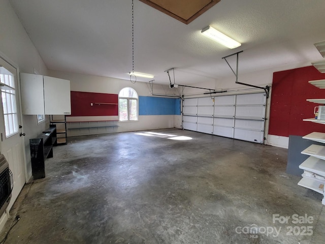 garage with a garage door opener