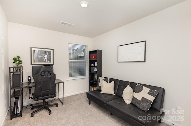 office featuring light colored carpet