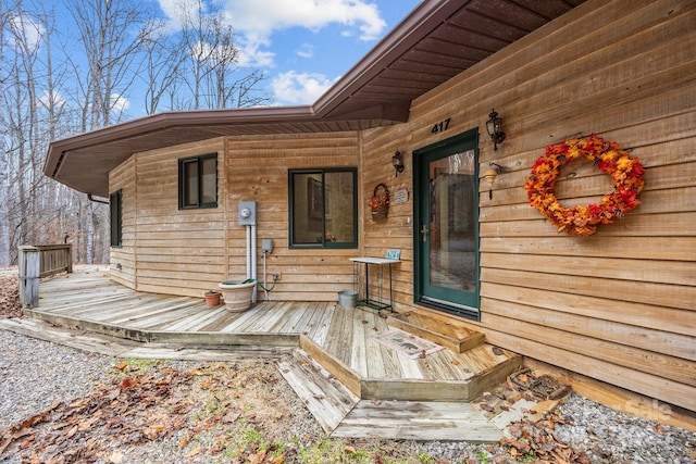 417 Quiet Forest Ln, Sylva, NC 28779 - entrance to property with a wooden deck