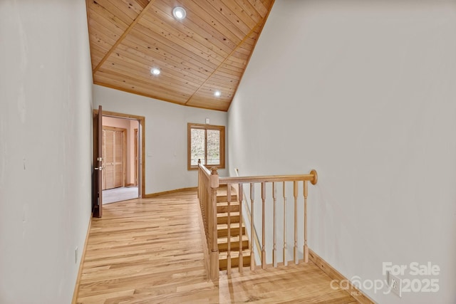 417 Quiet Forest Ln, Sylva, NC 28779 - hallway featuring recessed lighting, baseboards, an upstairs landing, and light wood finished floors