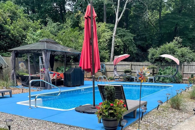 view of pool with a gazebo