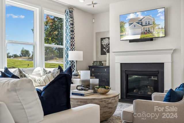 living room featuring a wealth of natural light