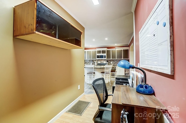 office featuring light wood-type flooring