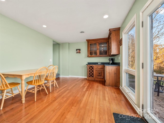 interior space with light hardwood / wood-style flooring