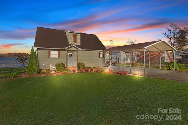 view of front property featuring a yard and a carport