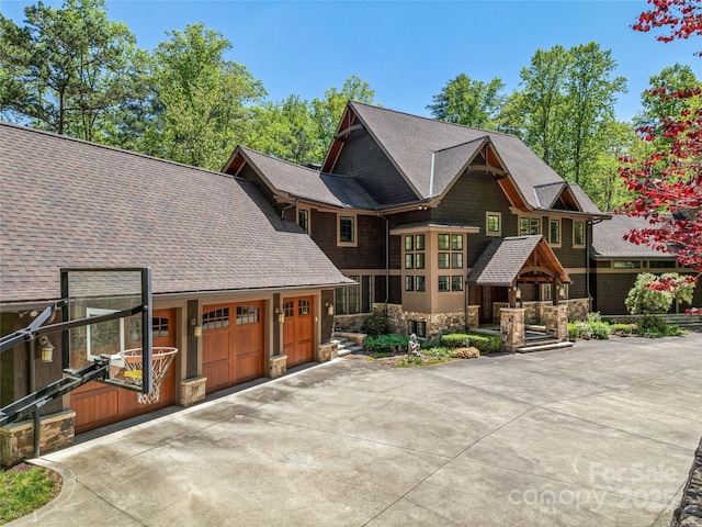 view of front of property with a garage