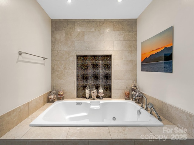 bathroom featuring tiled bath