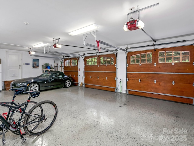 garage with a garage door opener