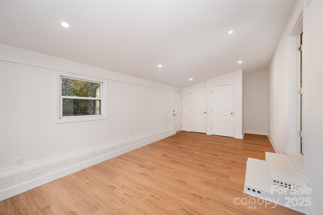 interior space with light hardwood / wood-style flooring