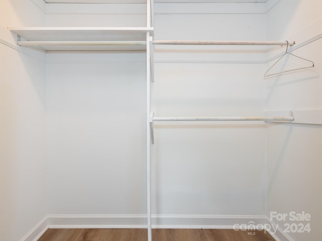 walk in closet with hardwood / wood-style floors